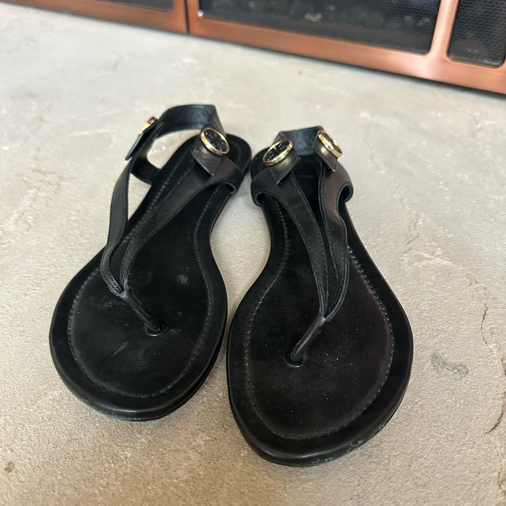 Tory Burch Minnie Travel Sandal in Black Vegan Leather